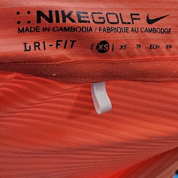 Nike Dri Fit Orange Stripe Stretch Long Sleeve Polo - Picture 4 of 4